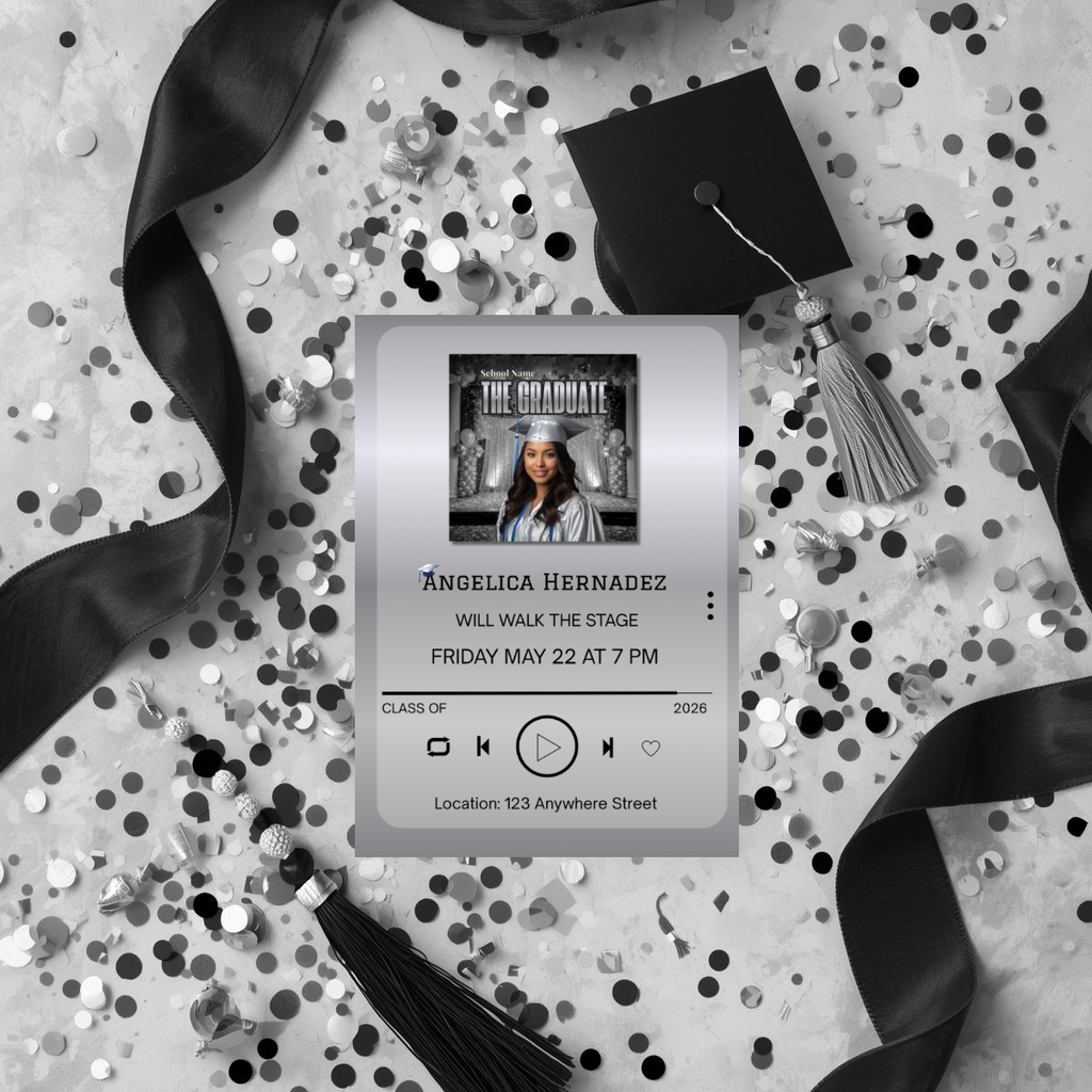Editable Music Player Graduation Invitation | Album Cover Graduation Template