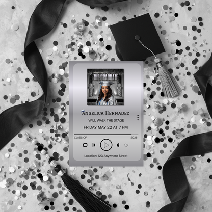 Editable Music Player Graduation Invitation | Album Cover Graduation Template