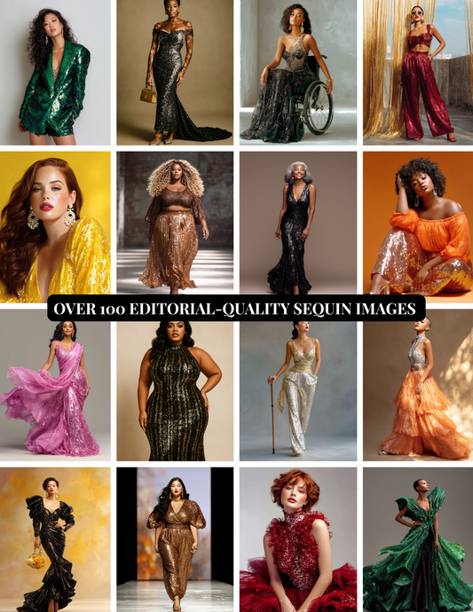 100+ Fashion Stock Photos Collection, Sequin Stock Images, Female Model Beauty Photography, Diverse Women Images, Digital Images Bundle