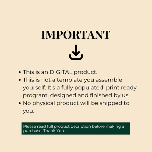Beige product instructions card titled IMPORTANT with bullet points and a download icon