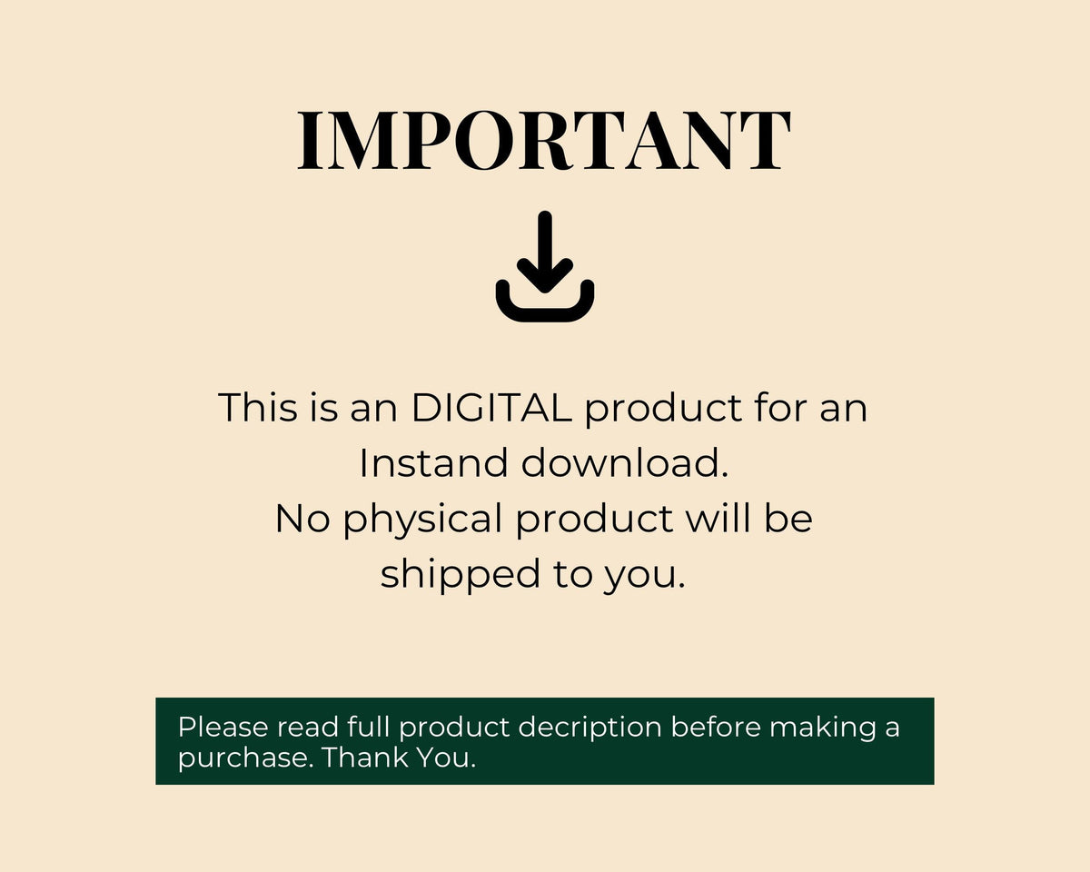 Digital product notice for wedding program template: instant download, no physical shipment