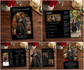 Black wedding magazine program template with couple cover photo and details inside