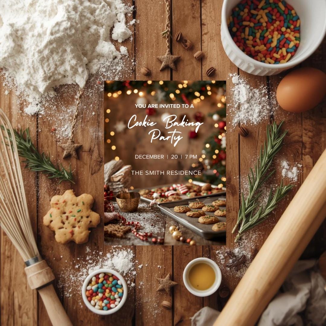 Cookie Baking Party Invitation | Editable Canva Invitation Template