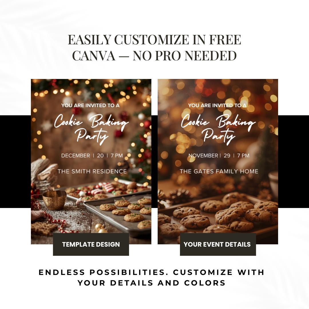 Cookie Baking Party Invitation | Editable Canva Invitation Template