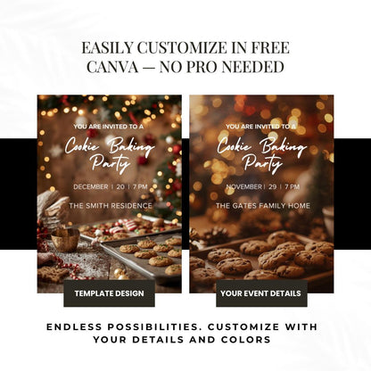 Cookie Baking Party Invitation | Editable Canva Invitation Template