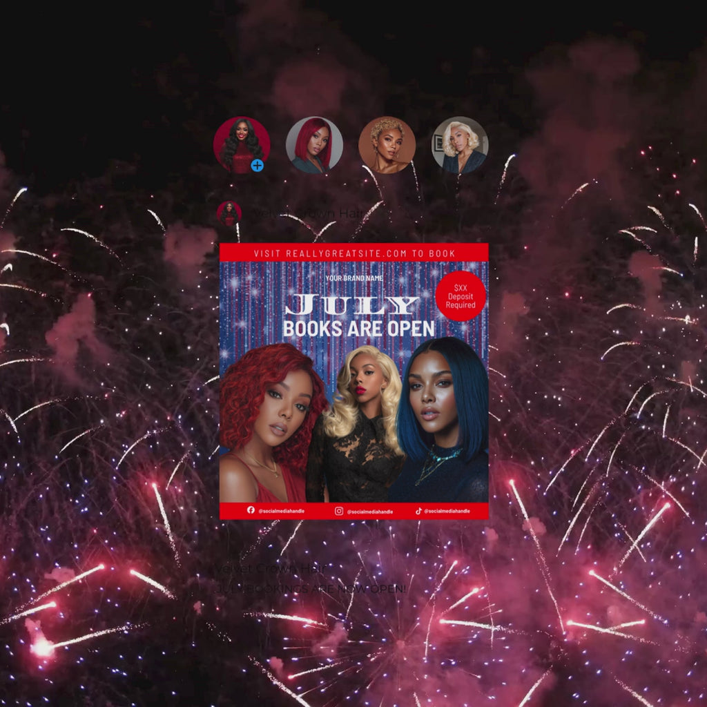 July Hair Stylist Booking Template | Editable Canva Instagram Flyer | Salon Promo Special