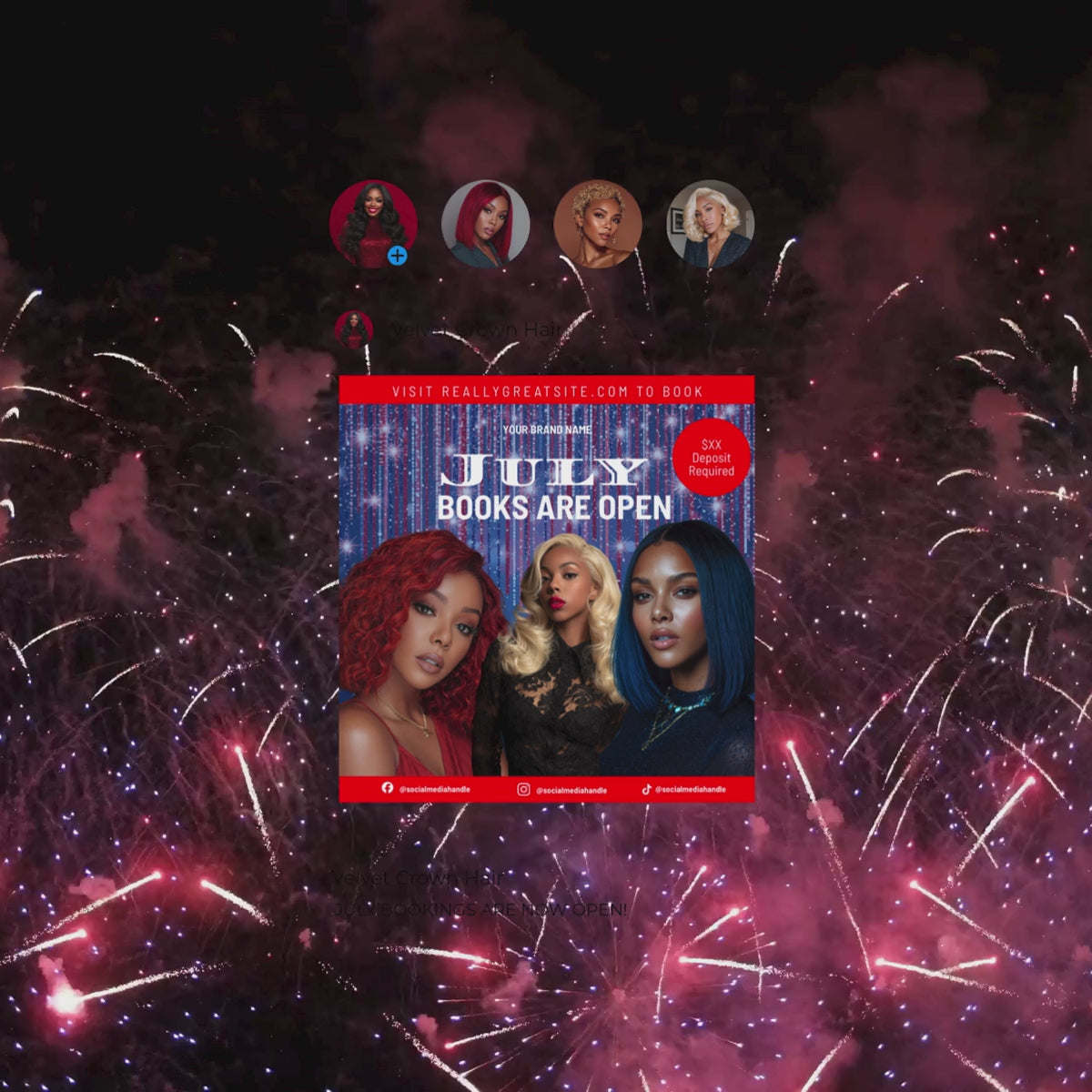 July Hair Stylist Booking Template | Editable Canva Instagram Flyer | Salon Promo Special