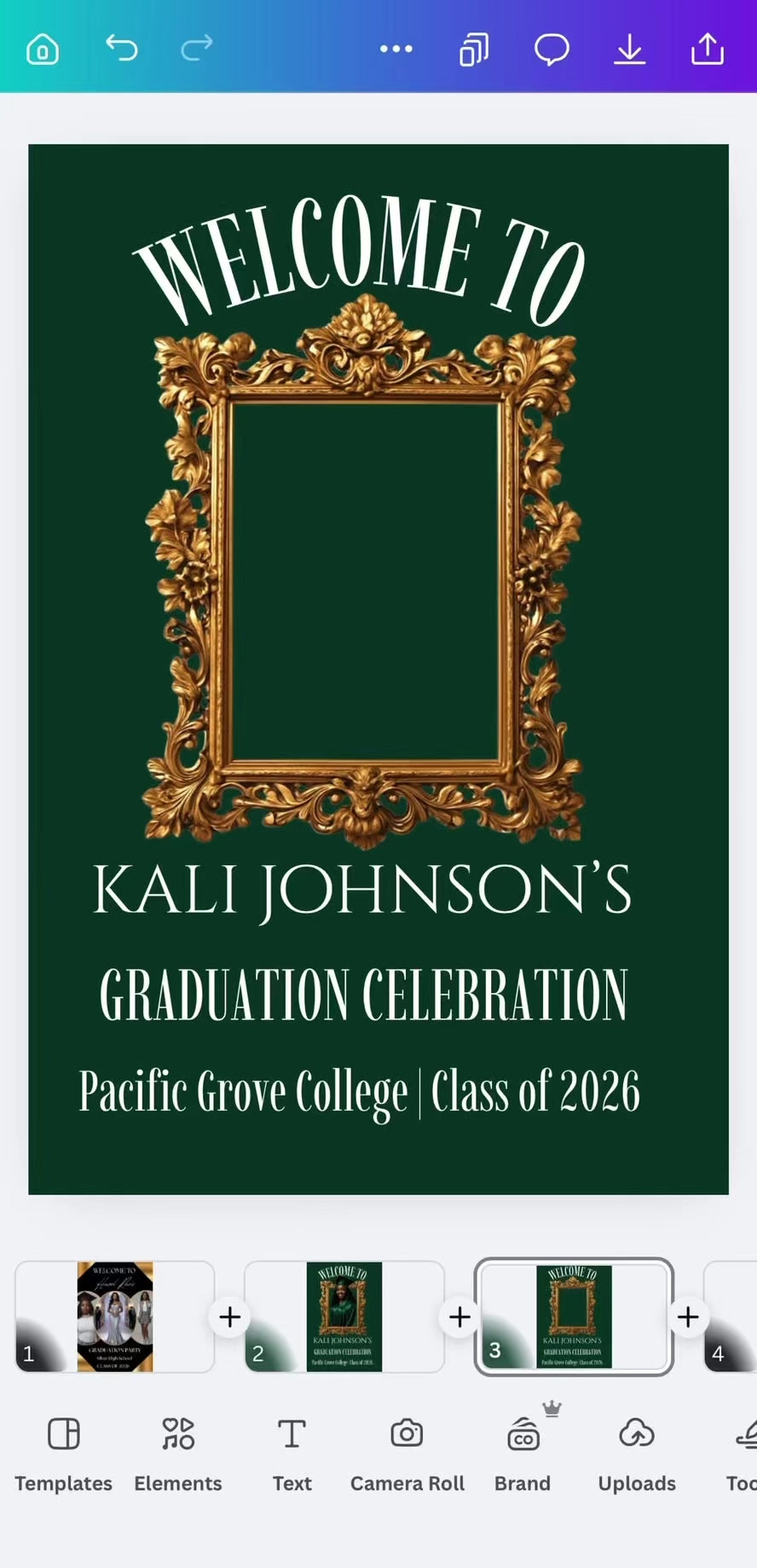 The Graduate Portrait Collection | Done-for-you Editorial Graduation Welcome Sign Templates | Photo Graduation Poster